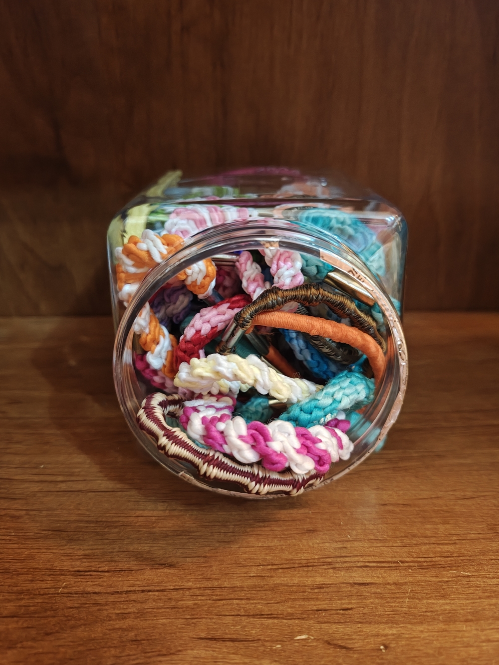 Colorful Woven Hair Ties Jar - Multicolor Braided Elastics